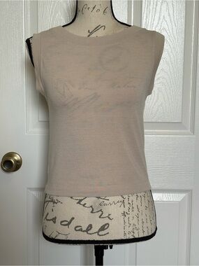 LOFT Neutral Crewneck Sleeveless Tank Top in Light Taupe